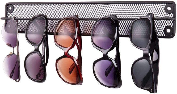 Sunglasses Holder Matte Black Metal Mesh Wall Mounted Eyewear Display Rack, Hanging Eyeglasses Storage Rail Case-MyGift