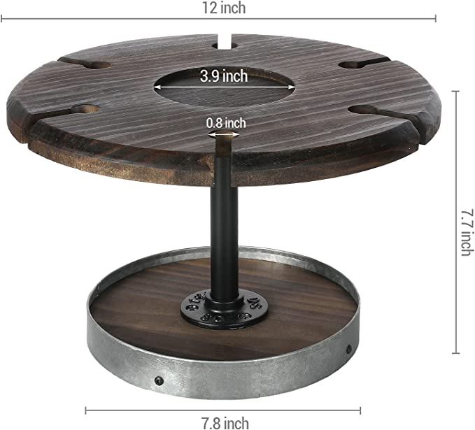 Rustic Burnt Wood Wine Flight Tasting Server Tray, Tabletop Stemware and Wine Bottle Serving Stand-MyGift
