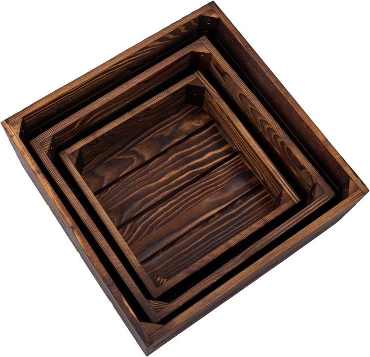 Dark Brown Wood Stackable Display Box Riser Stands, Decorative Storage ...