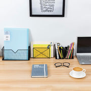 Industrial Matte Black Metal Wire Mesh Magnetic Baskets with Mail Sorter, File Storage Organizer, and Pen Holders-MyGift
