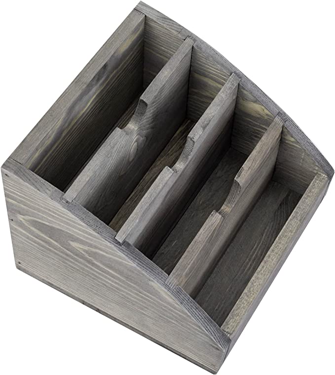 Decorative Rustic Gray Mail Sorter/Office Desk Stationary Organizer, 4 Compartment Mail Sorter-MyGift