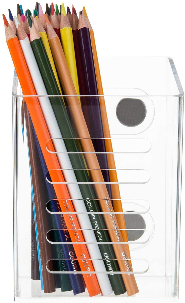 Clear Acrylic Magnetic Mounted Whiteboard Marker Holder, Office Supplies Pencil Storage Basket-MyGift