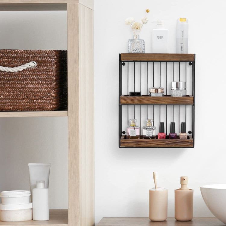 MyGift Silver 2 Shelf Under Sink Bathroom Storage Organizer Rack