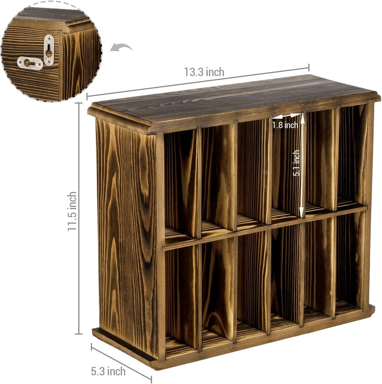Deluxe 12-Slot Rustic Burnt Wood Wall Mounted Martial Arts Belt Display Storage-MyGift