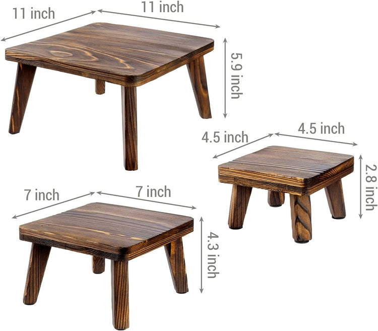 Brown Wood Square Nesting Cupcake Stands, Retail Merchandise Pedestals, Set of 3-MyGift