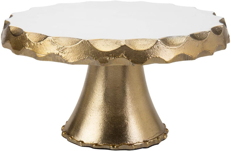 Gold & White Aluminum 8-inch Round Cake Stand, Dessert Display-MyGift