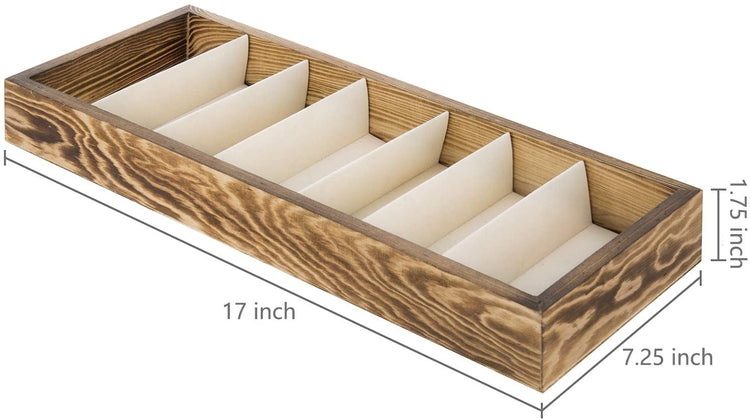 7 Compartment Modern Wood Eyewear Storage Organizer, Open Top Watch Display Case-MyGift