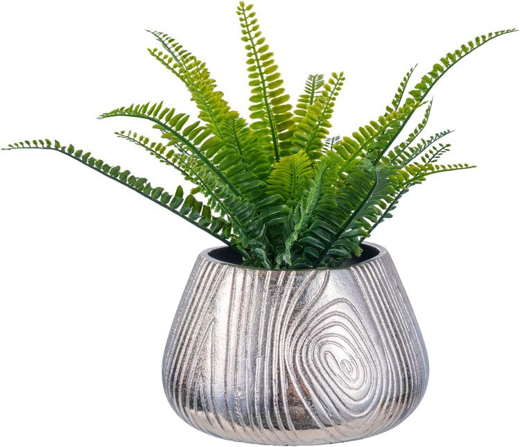 Tabletop Round Silver Plant Holder, Decorative Flower Pot Planter Container-MyGift
