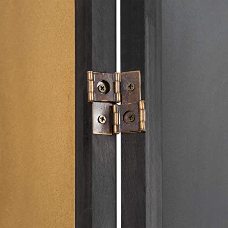 Room Divider Privacy Screen with Double-Sided Chalkboard Whiteboard and Cork Bulletin Board, 3 Panel Black Wood Room Divider-MyGift
