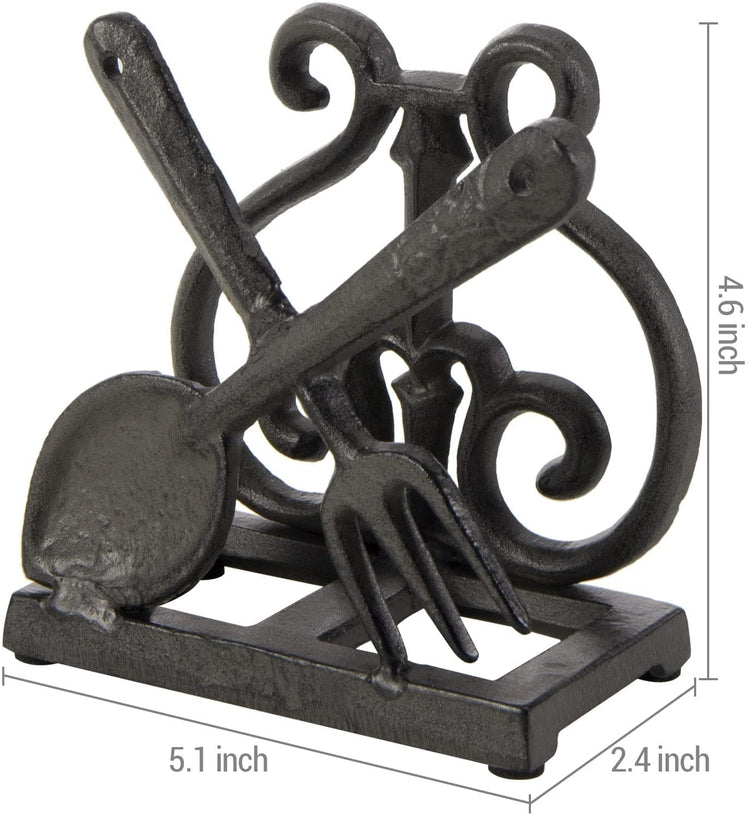 Cast Iron Napkin Holder, Dark Brown Dining Utensil Ornamental Design Napkins Dispenser-MyGift
