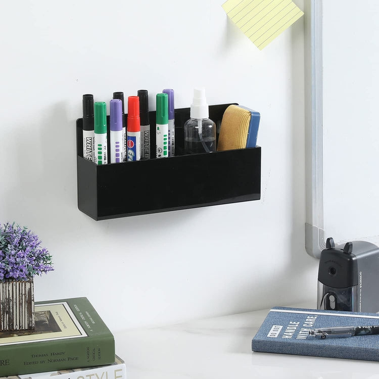 Wall Mounted Black Metal Whiteboard Marker Holder, Office Supplies Storage  Bin Organizer, Desktop Pencil Cup Rack