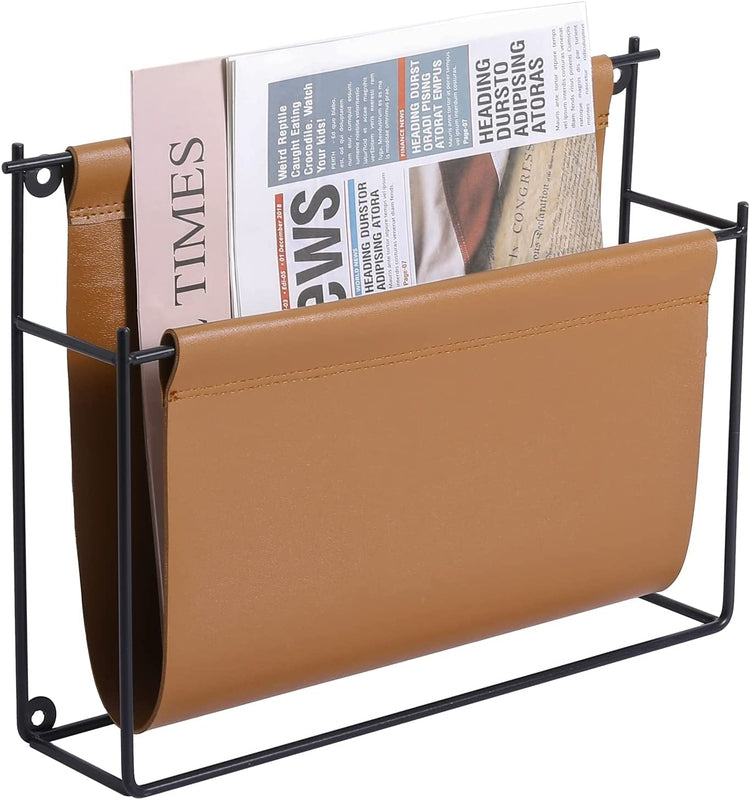 Brass Plated Wire and Black Leatherette Sling Rack, Freestanding