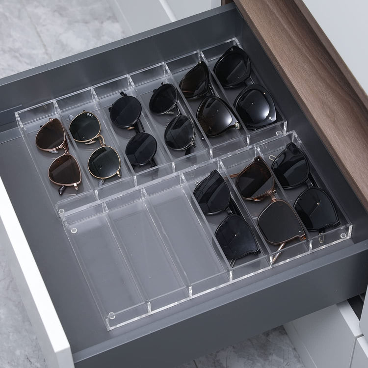 6 Slot Clear Acrylic Sunglasses and Eyeglasses Storage Organizer Tray, Eyewear Display Case, Set of 2-MyGift