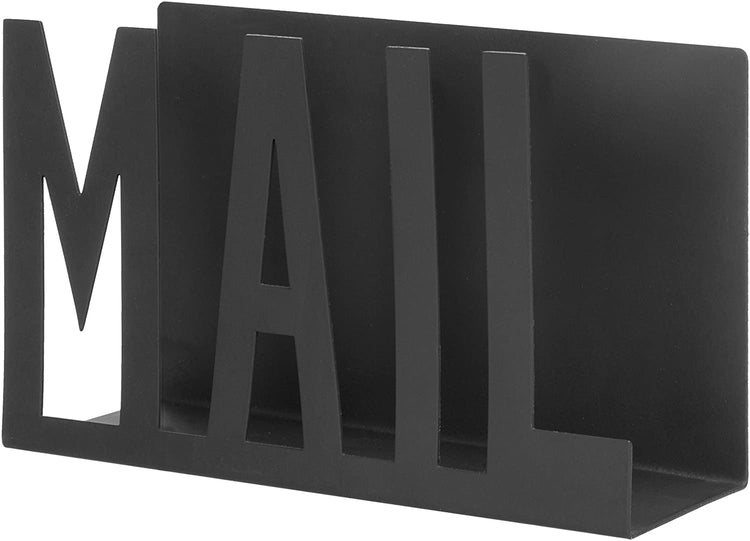 Set of 2, Black Metal Mail Sorter, Desktop Letter Holder-MyGift