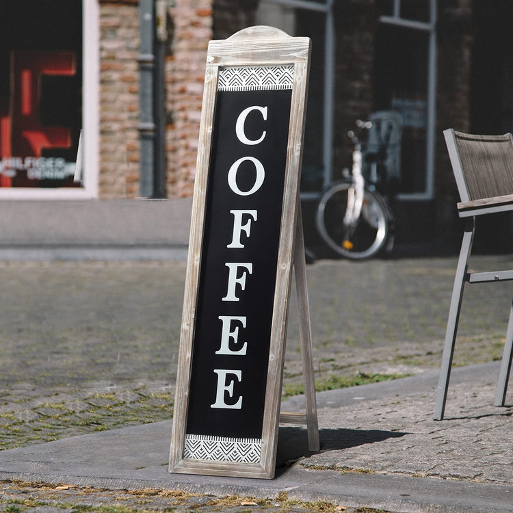 47-Inch Rustic Weathered Wood Freestanding A-Frame "COFFEE" Sidewalk Sign-MyGift