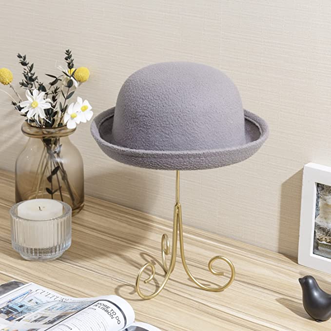 12.5 Inch Modern Brass Tone Metal Wire Tabletop Hat Rack and Wig Display Stand-MyGift