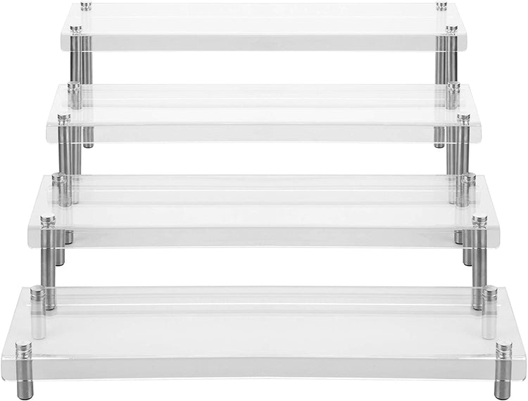 Set of 4, 4-Tier Clear Acrylic Rectangular Cupcake, Dessert Riser Display Stand-MyGift