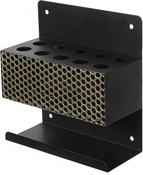 Wall Mount Black Metal Dry Erase Marker Holder, 10 Slot Whiteboard Accessories Rack-MyGift