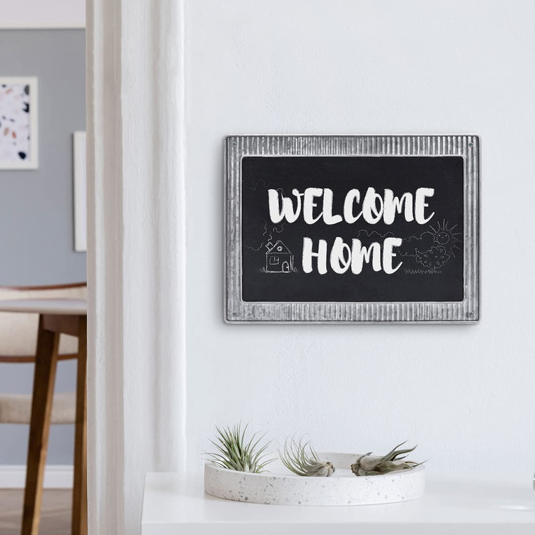 Wall Mounted Chalkboard on Corrugated Galvanized Metal, Erasable Blackboard, Chalk Message Board, Menu Display-MyGift