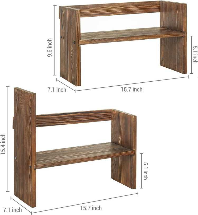 Brown Wood Desktop Shelf, Bookshelf Organizer Stand, Home or Office Desk Storage Shelving Rack-MyGift