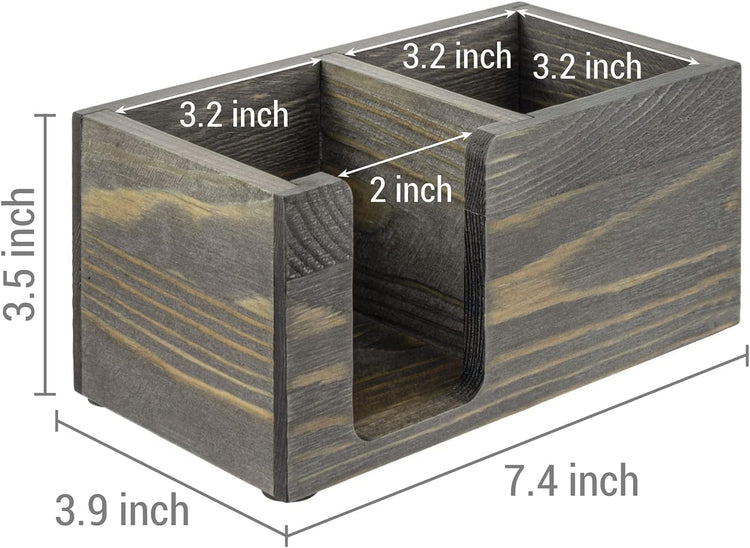 Gray Wood Sticky Note and Stationery Holder Stand, Office Desktop Storage Caddy for Note Pads, Pen Pencil Cup-MyGift