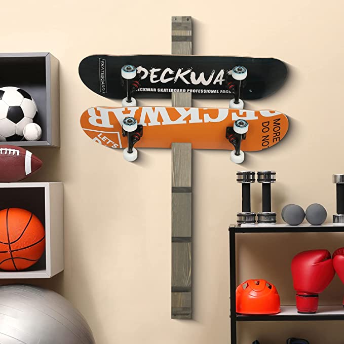 Home and Garage Skateboard Storage Hanger, Skateboard Storage Rack, Holds 6 Boards-MyGift