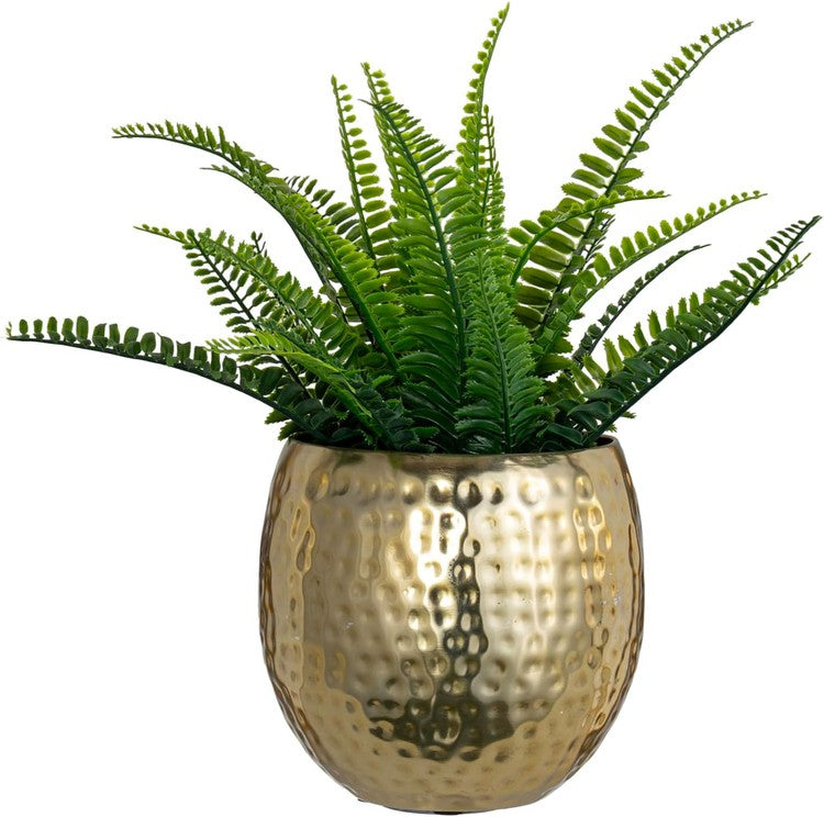6.5 Inch Brass Tone Metal Planter Pot Holder, Decorative Round Plant Container-MyGift