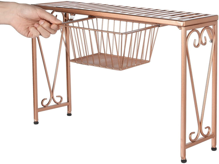 Copper Metal Kitchen Sink Rack Organizer, Expandable Over Sink