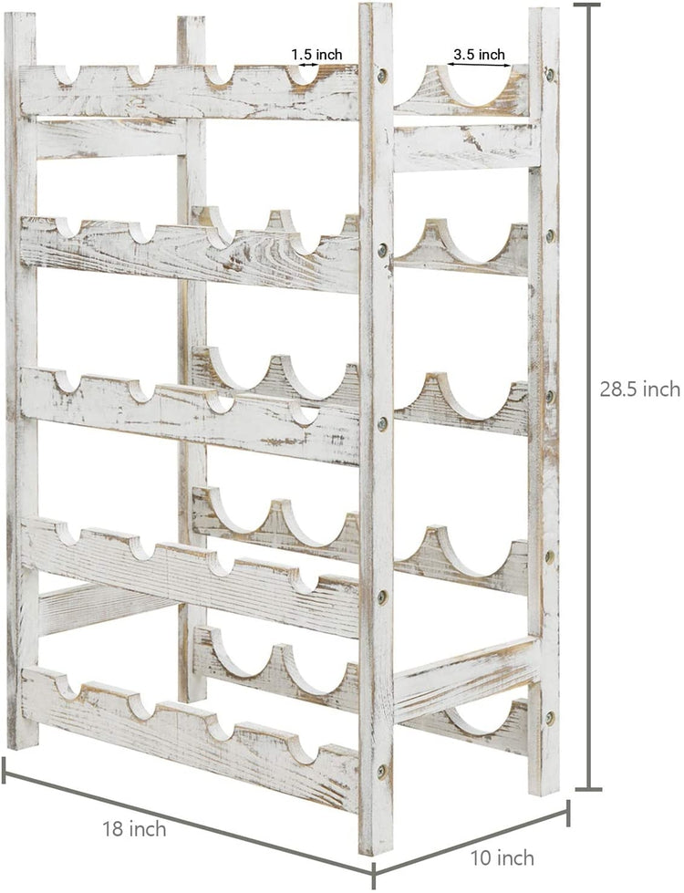 20 Bottle, Whitewashed Wood FreeStanding Floor Wine Rack MyGift