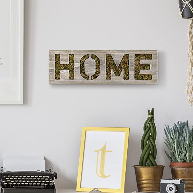Wall Mounted Letter Cutout Table Decoration for Living Room, Rustic Brown Whitewashed Wood Home Letter Sign-MyGift