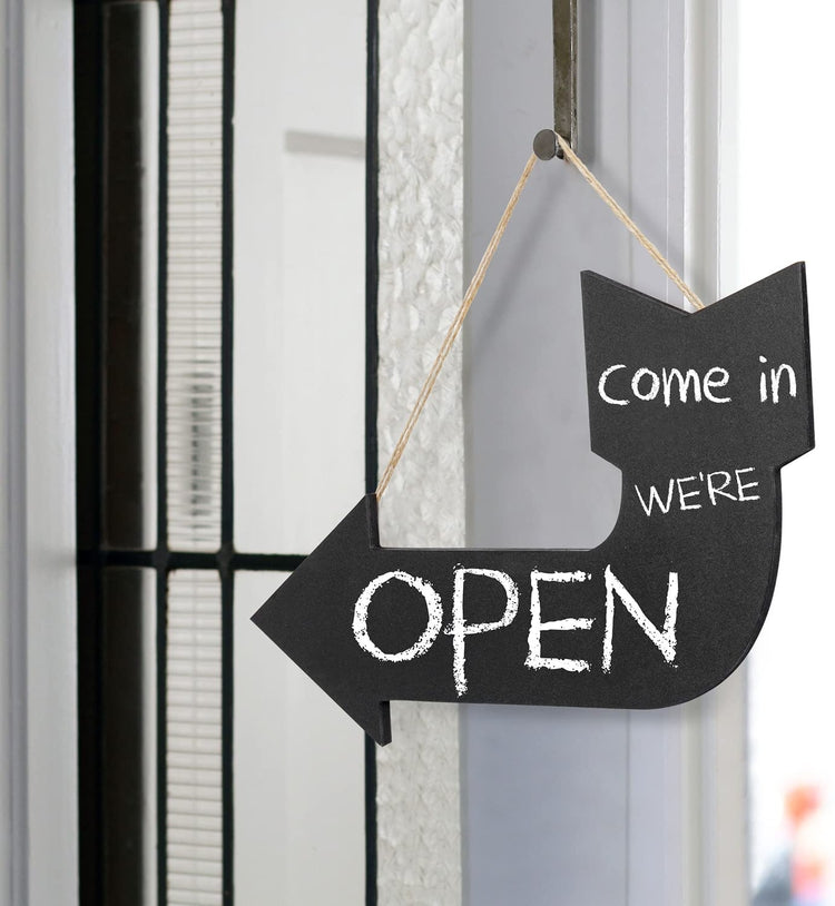 Arrow Design Wall Mounted Business or Entryway Blackboard Signage with Rope Hanger-MyGift