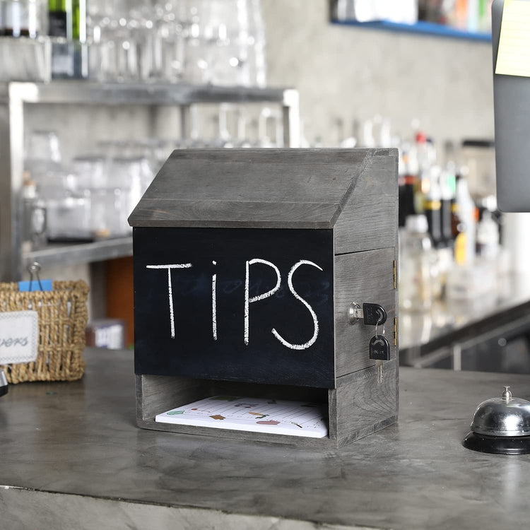 Gray Wood Suggestion, Comment Box with Lock and Chalkboard Surface, Fe ...