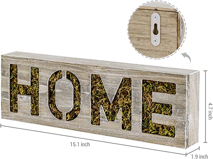 Wall Mounted Letter Cutout Table Decoration for Living Room, Rustic Brown Whitewashed Wood Home Letter Sign-MyGift