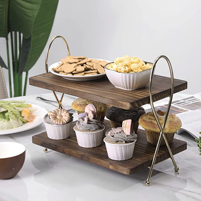 Dessert and Appetizer Serving Riser Display, 2 Tier Cupcake Holder Sta ...