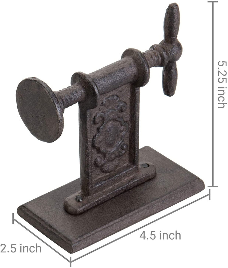 Set of 2, Dark Brown Vintage Cast Iron Old-Fashioned Clamp Style Bookends-MyGift