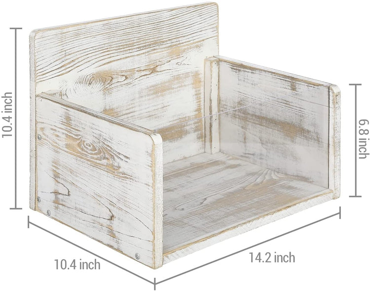 Whitewashed Wood Vinyl LP Record Album Holder Storage Crate with Clear Premium Acrylic Front Panel-MyGift