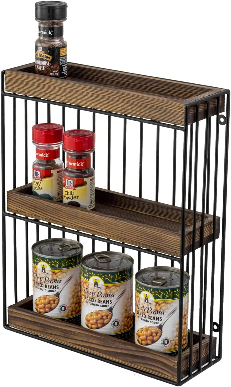 Free-standing Wood Spice Jar & Rack Set