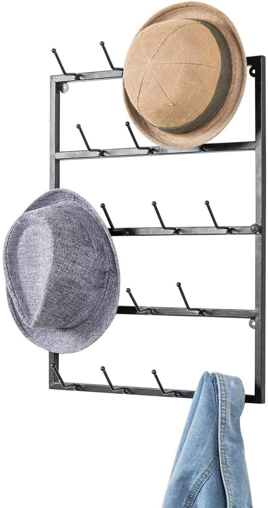 Modern Matte Black Wall Mounted Metal Hat Display Rack-MyGift