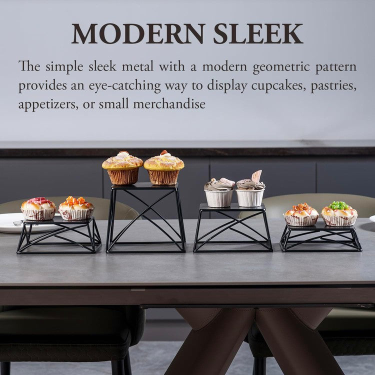 Black Metal Tabletop Cupcake Risers, Dessert Serving Stands, 4 Piece Set-MyGift