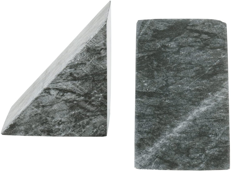 Set of 2, Black Marble Bookends, Decorative Heavy Stone Triangle Design Geometric Non-Slip Book Stopper Bookends-MyGift