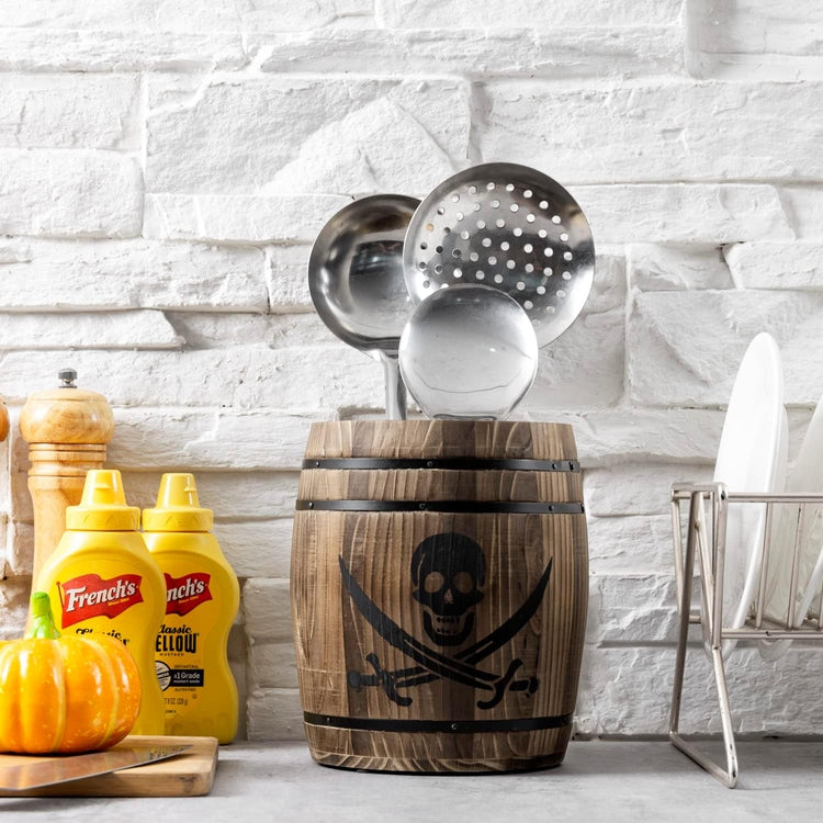 Burnt Wood Pirates Rum Cask Utensil Crock, French Wine Barrel Cooking ...
