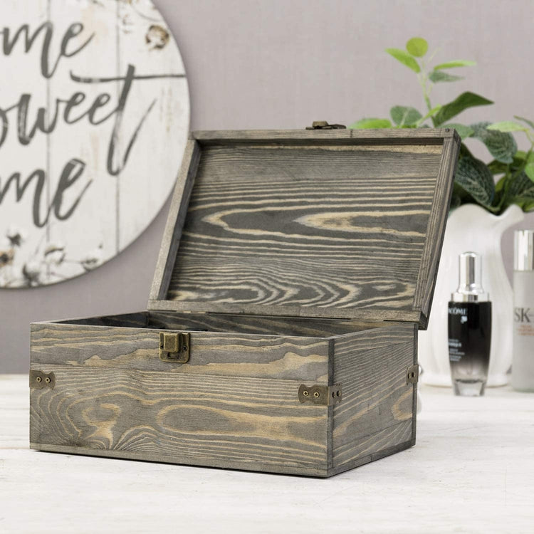 24 Slot Gray Wood Essential Oil Holder Storage Organizer Box with Antique Brass Accents, Holds Up To 30 mL Bottles-MyGift