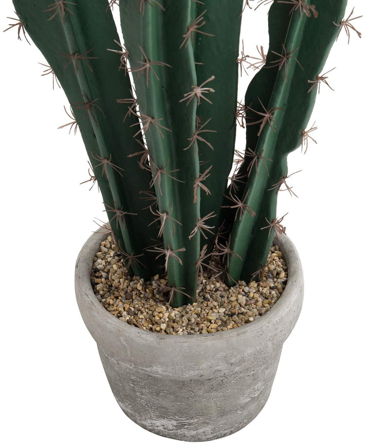30-Inch Artificial Potted Saguaro Cactus in Gray Cement Planter Pot-MyGift