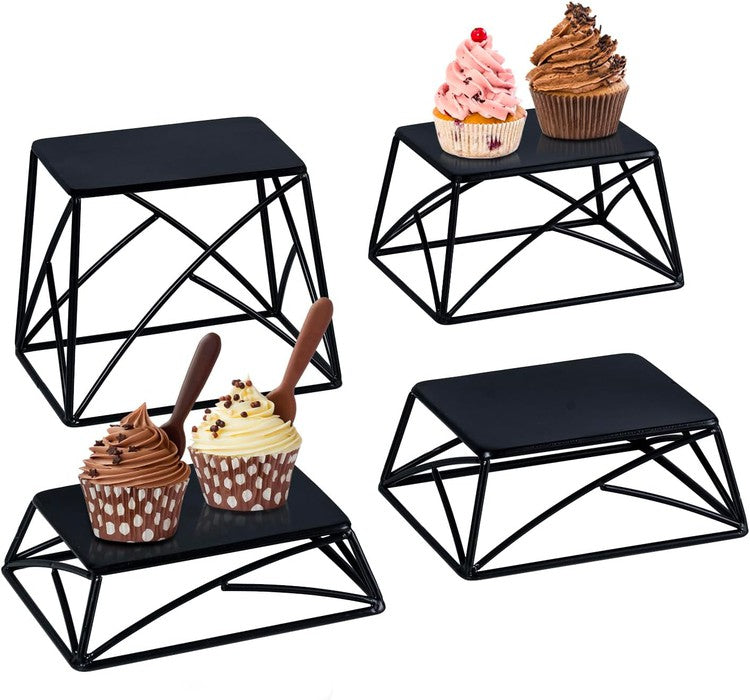 Black Metal Tabletop Cupcake Risers, Dessert Serving Stands, 4 Piece Set-MyGift