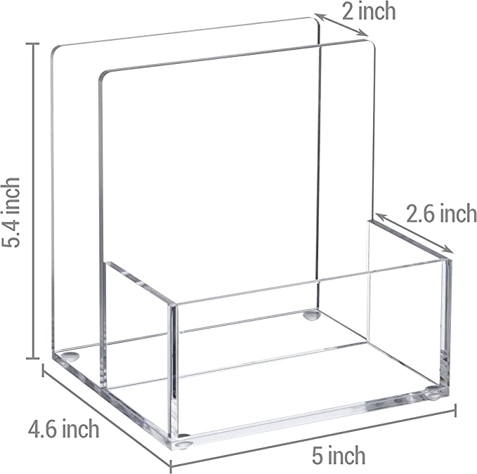 Tabletop Modern Clear Acrylic Kitchen Napkin Caddy with Salt and Pepper Shaker Holder-MyGift
