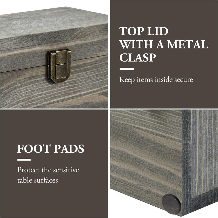 Card Deck Storage Box Weathered Gray Wood Organizer for Collectible Trading Cards or Game Playing Decks-MyGift