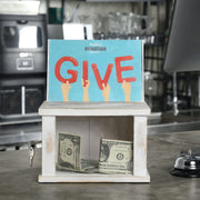 Whitewashed Wood Lockable Donations Box, Suggestion Box with Removable Chalkboard and Acrylic Sign Holder-MyGift