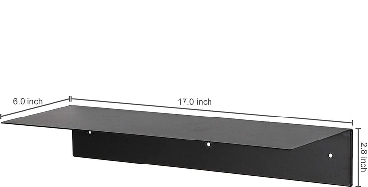 Set of 2, Wall Mounted Modern Black Metal Floating Display Shelf-MyGift