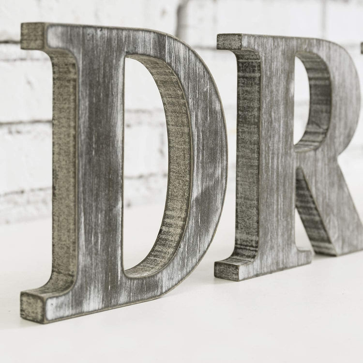 Rustic Gray Whitewashed Wood DRINK Decorative Tabletop Cutout Letter Sign Display-MyGift