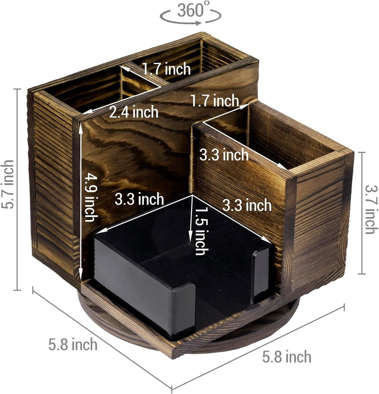 Brown Wood and Black Acrylic Office Desktop Stationery Organizer, Supplies Organizer-MyGift